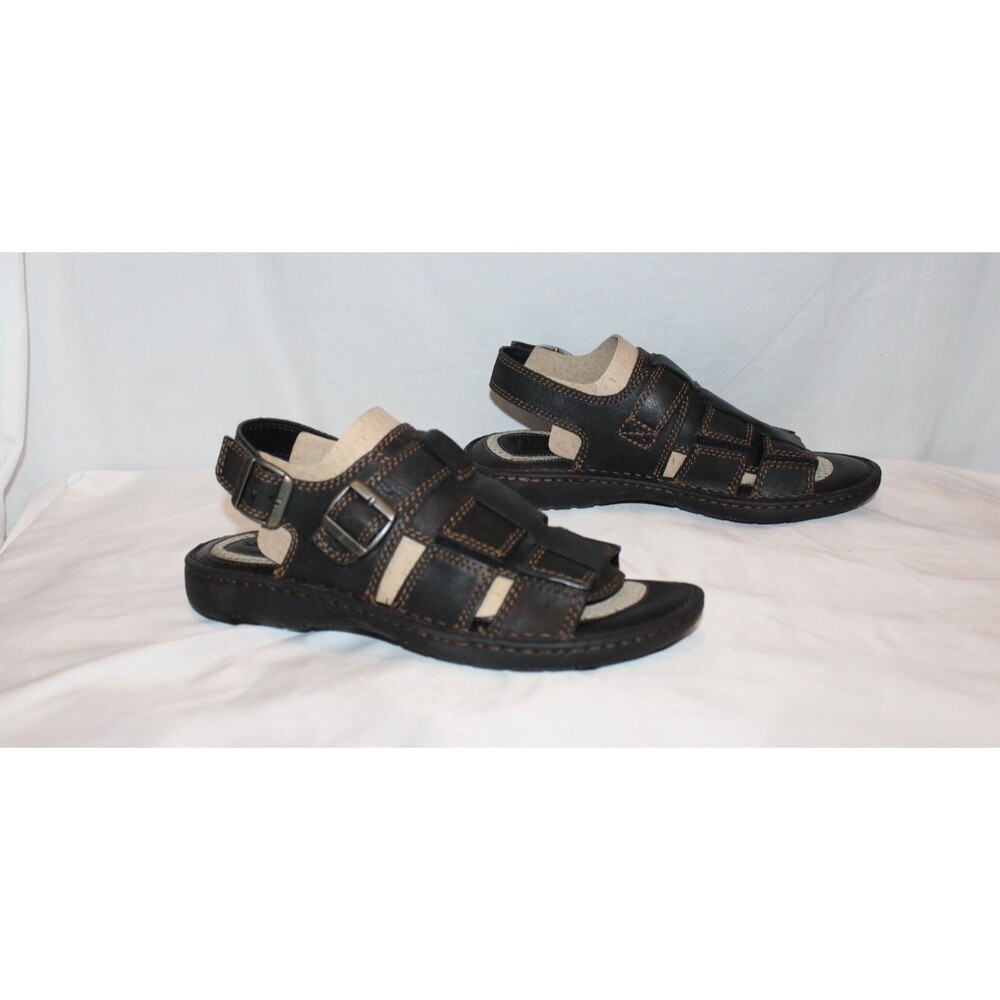 Born Men's Size 10 Miguel Full Grain Leather Black Sandals Shoes NIB